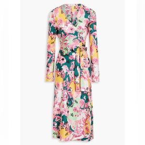 DVF Floral Wrap Maxi Dress - Pink & Green